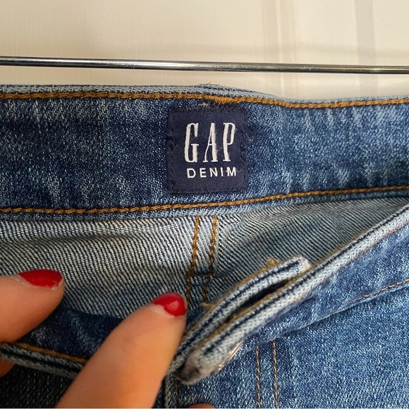 Gap Denim Girlfriend Raw Hem Blue Jeans Size 30 in Dark Indigo - Picture 7 of 11